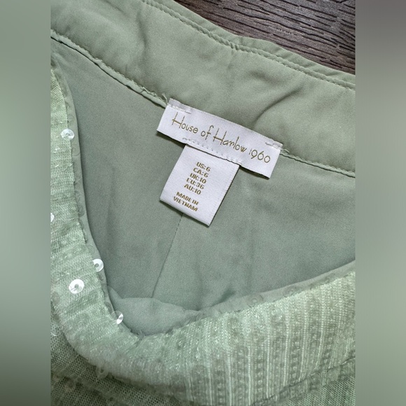 House of Harlow 1960 Pistachio Colored Flowy, Wide Leg, Sequin Pants size 6 - Picture 3 of 9